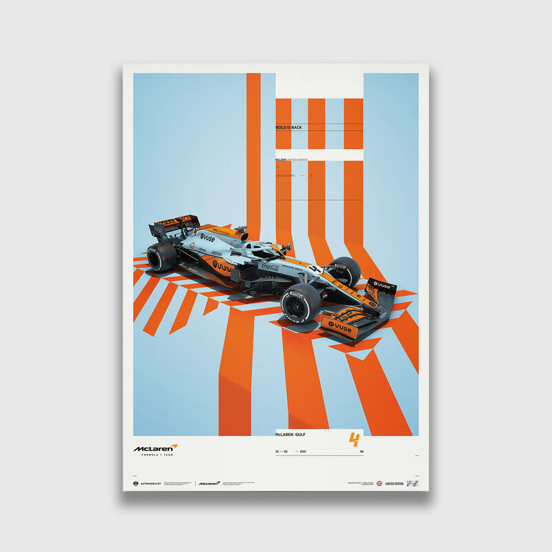 MCLAREN X GULF - LANDO NORRIS LTD ED 2 POSTER - blue