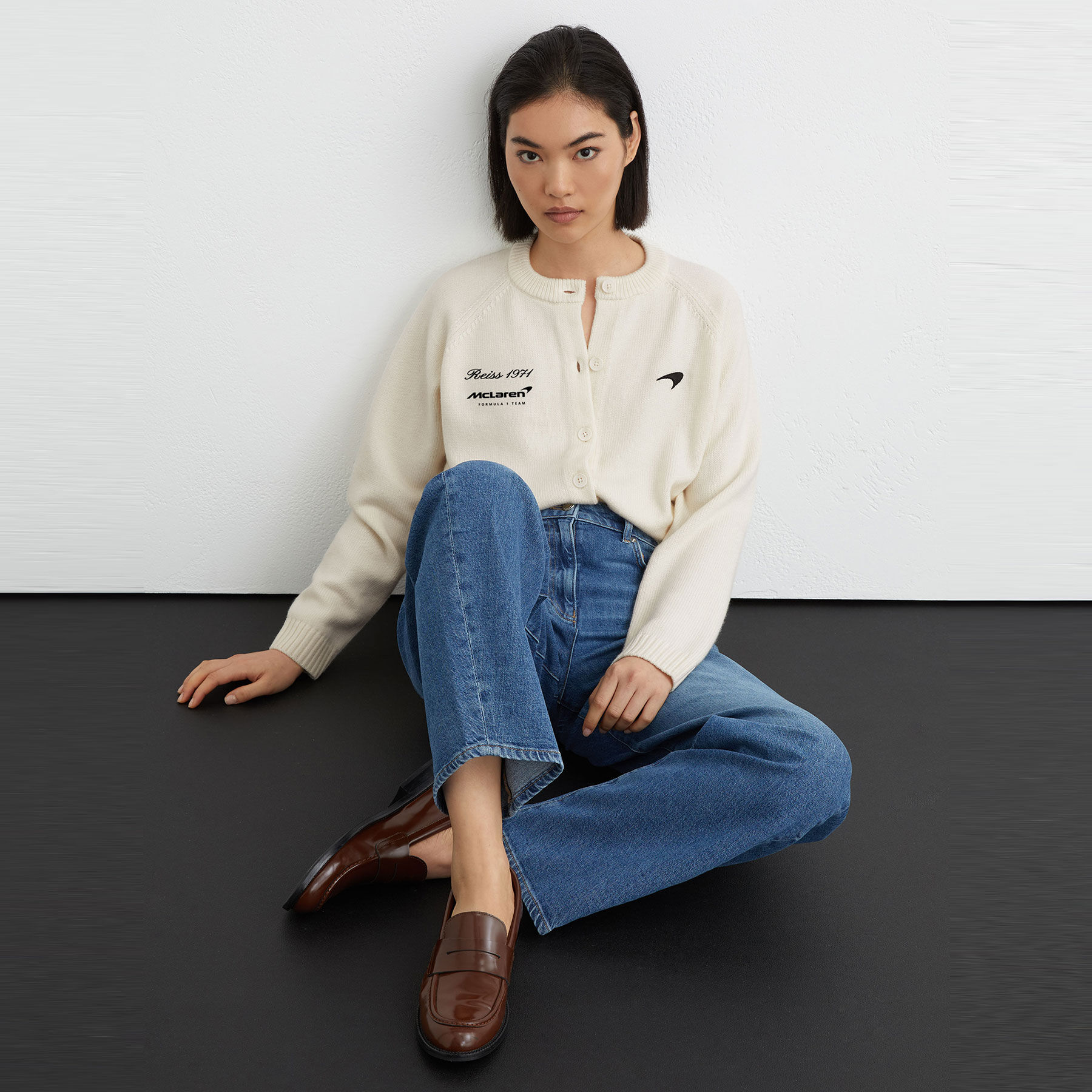 Reiss Louise Cropped Cardigan white | McLaren Racing | Official Store