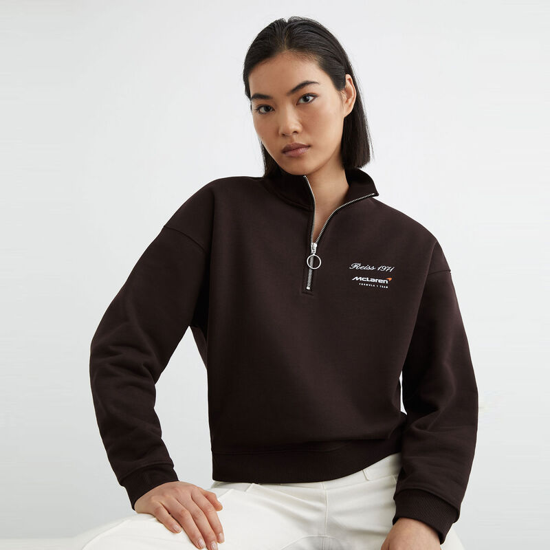 MCL LS WMNS SAKURA 1/4 ZIP SWEAT - Chocolate Brown