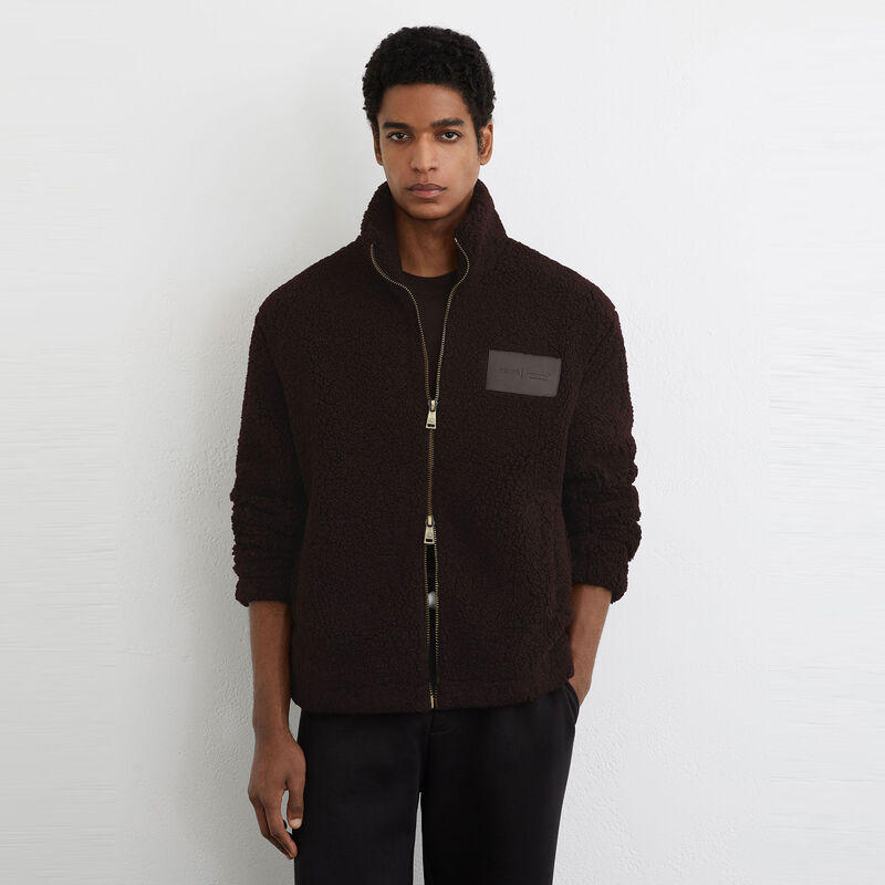 MCL LS MENS MACH EMB FLEECE JACKET - Chocolate Brown