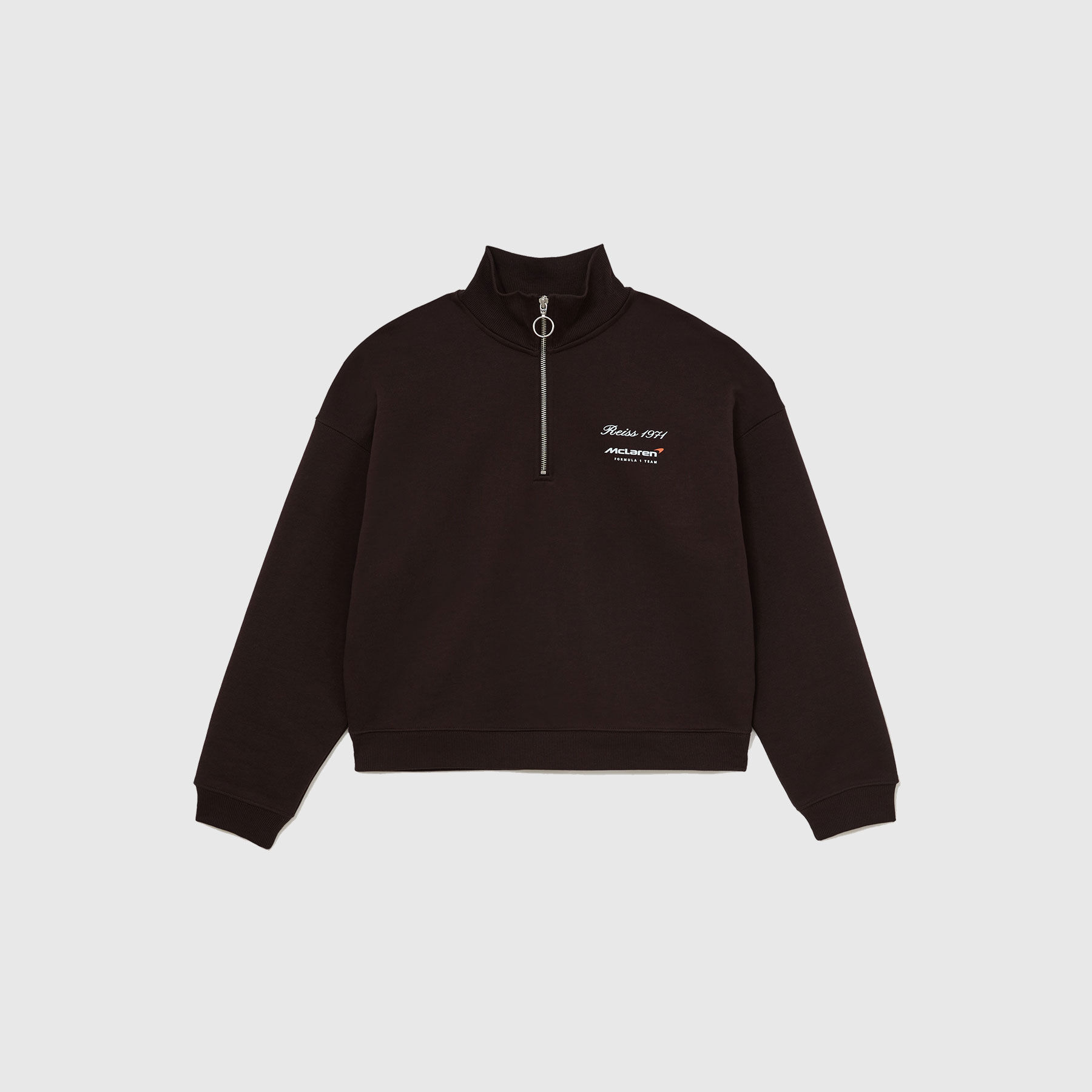 Reiss Sakura Half-Zip Sweatshirt chocolatebrown | McLaren Racing