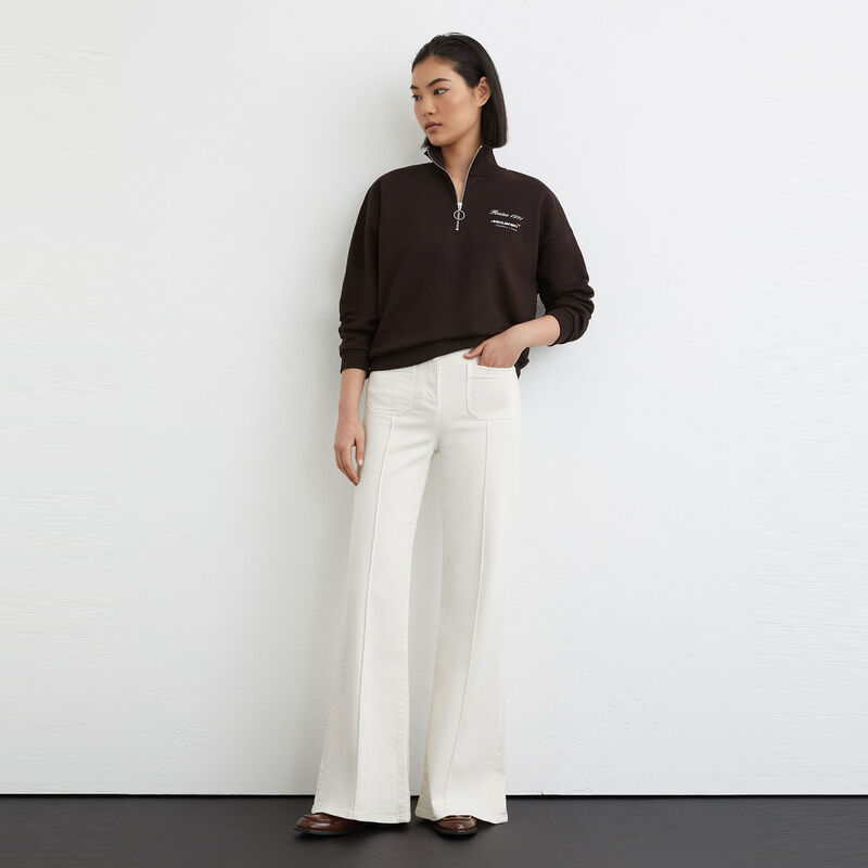 MCL LS WMNS SAKURA 1/4 ZIP SWEAT - Chocolate Brown