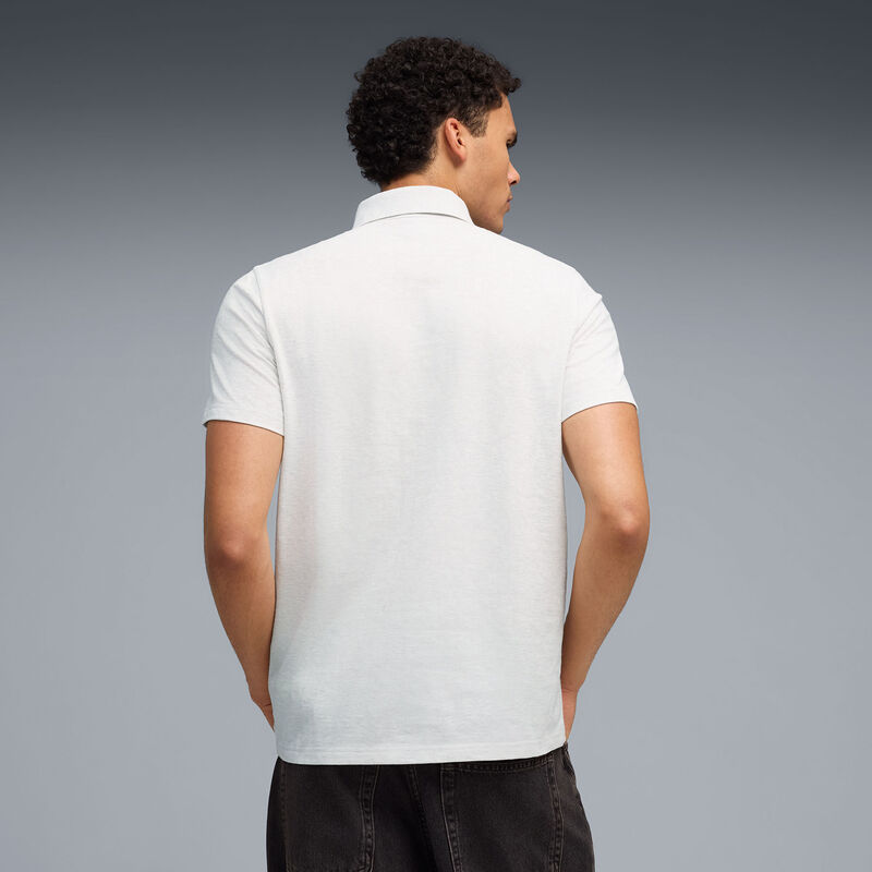 ML LS Jacquard Polo - White Glow Heather