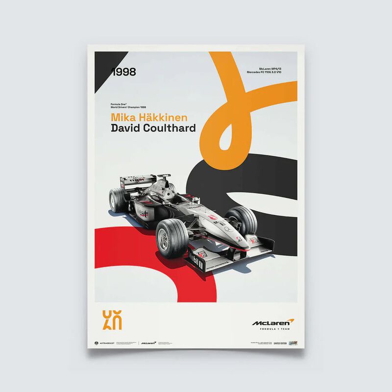 1998 60th Anniversary MP4/13 Poster - White