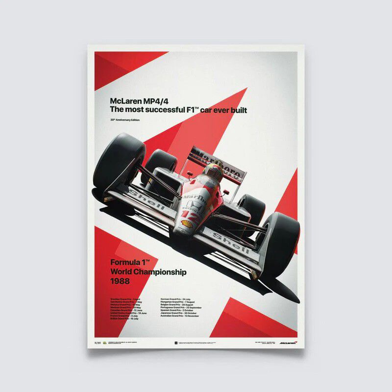 1988 Ayrton Senna San Marino GP Poster - Red